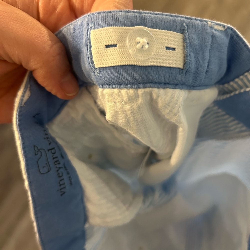 Vineyard Vines Light Blue & White Striped Seersucker Chinos size 7 - Picture 7 of 7